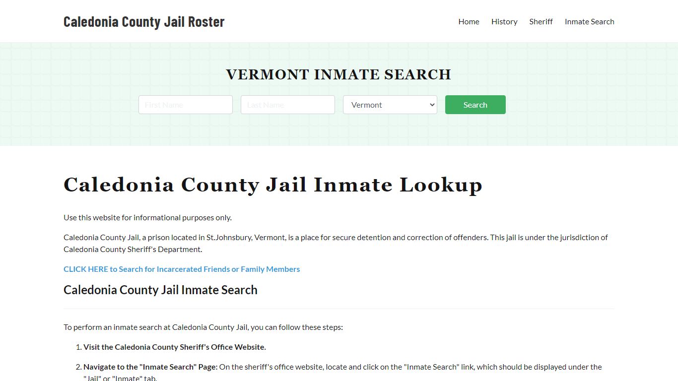 Caledonia County Jail Roster Lookup, VT, Inmate Search