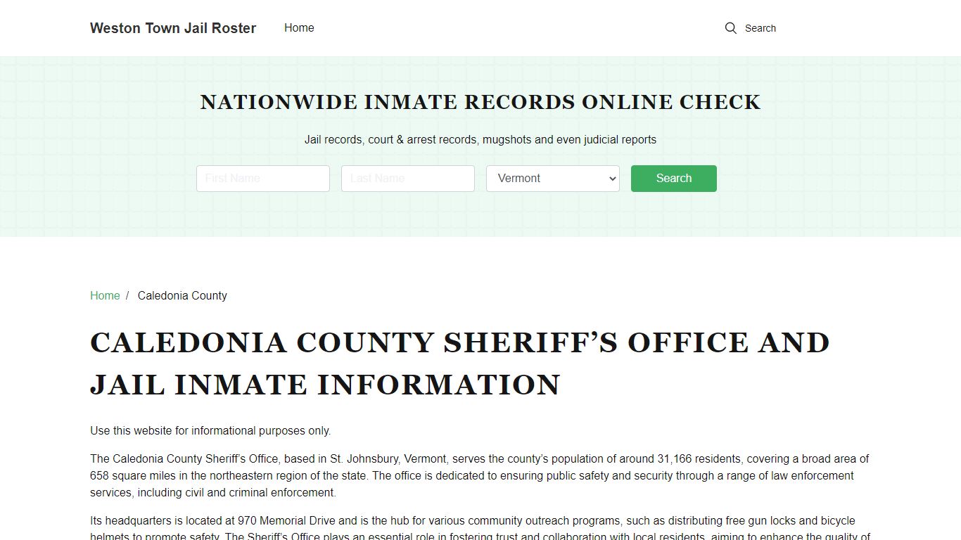 Caledonia County Sheriff, VT, Jail Inmate Search, Recent Arrests